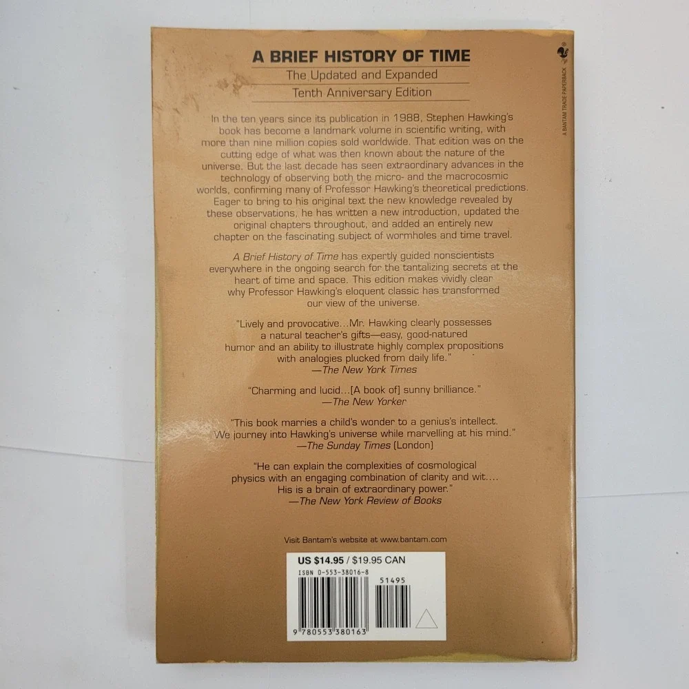 Bantam A Brief History of Time Book Stephen Hawking 10th Anniversary Edition